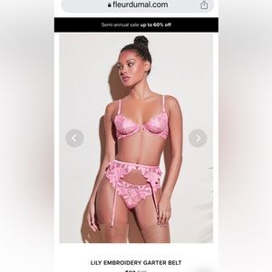 Fleur du Mal Pink Lily Embroidered lingerie set